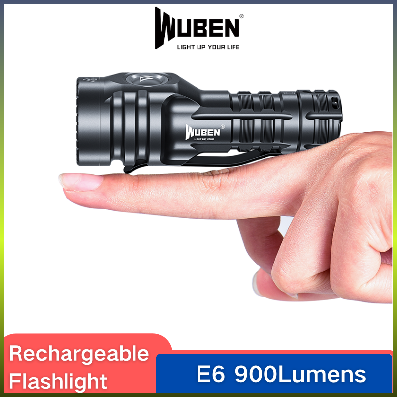 WUBEN-E6 미니 LED Troch 라이트, 고강도 900 루멘 범위 400M 휴대용 EDC 손전등 야외 캠핑 사냥용